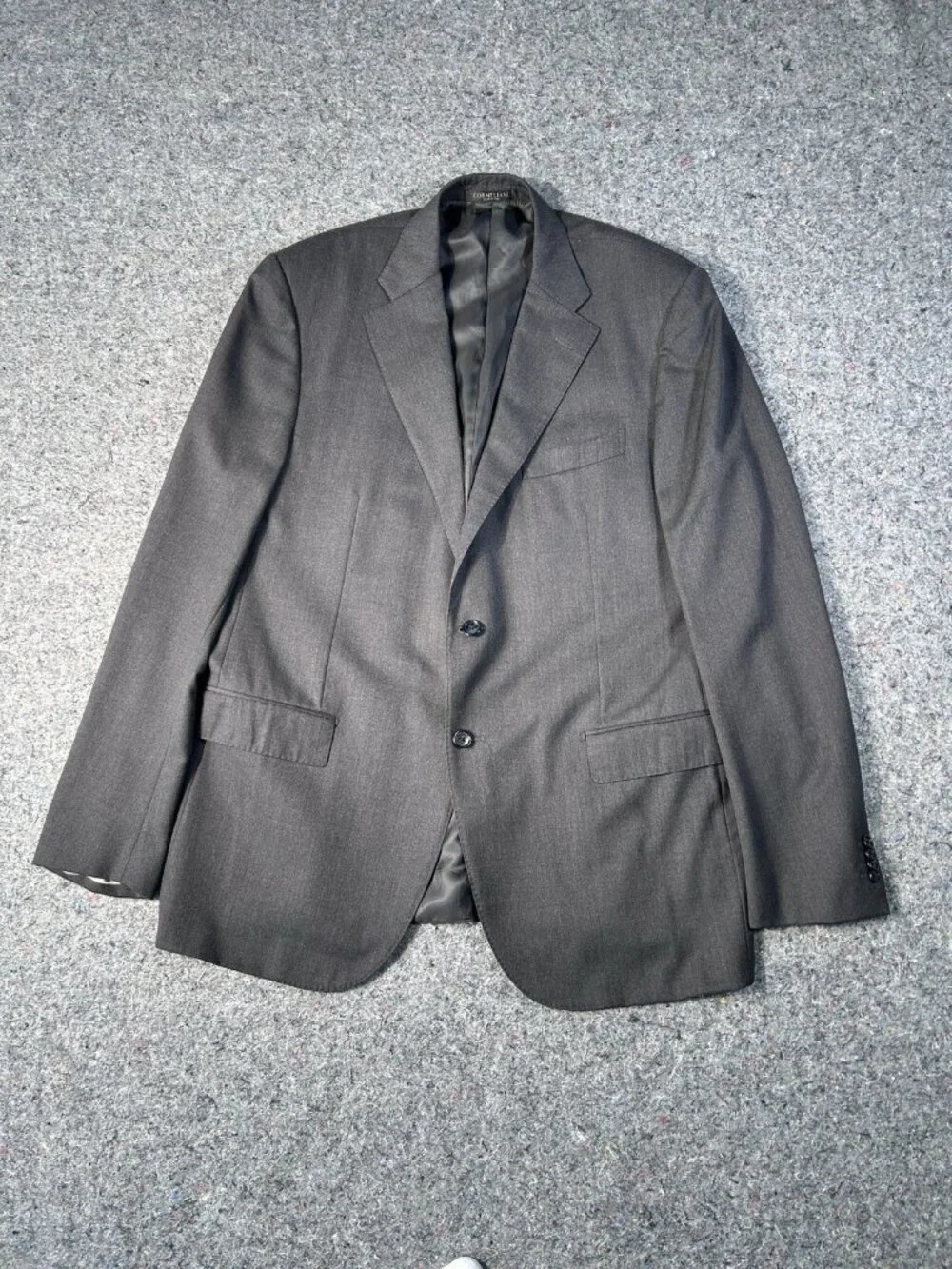 Corneliani Leader Men’s Suit Jacket Blazer Charcoal Gray Virgin Wool Italy 56